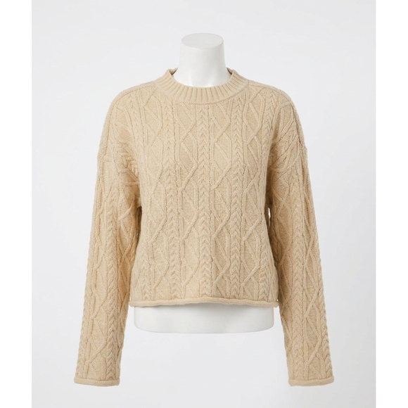 ENTRO Sweaters - NEW ENTRO textured cable knit long sleeve top in natural